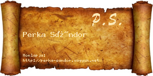 Perka Sándor névjegykártya